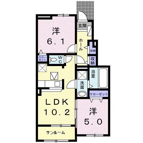 志布志市有明町野井倉のアパートの間取り