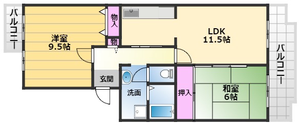 フレール鶴山台98棟の間取り