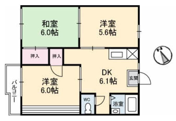 広島市佐伯区利松のアパートの間取り