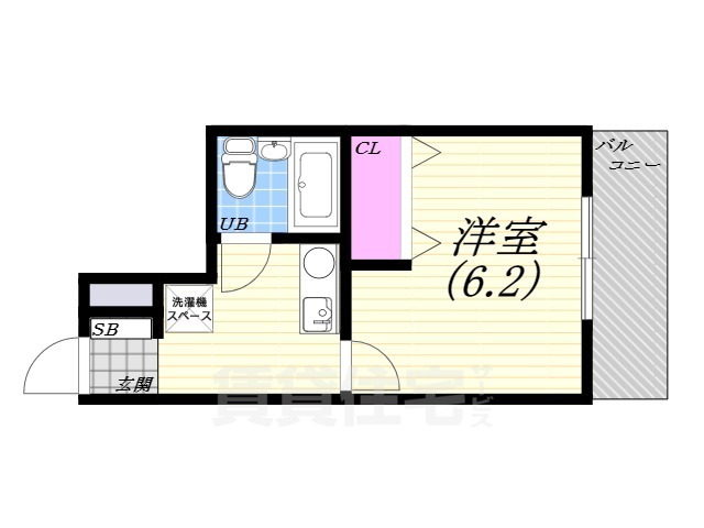 西宮市南越木岩町のマンションの間取り