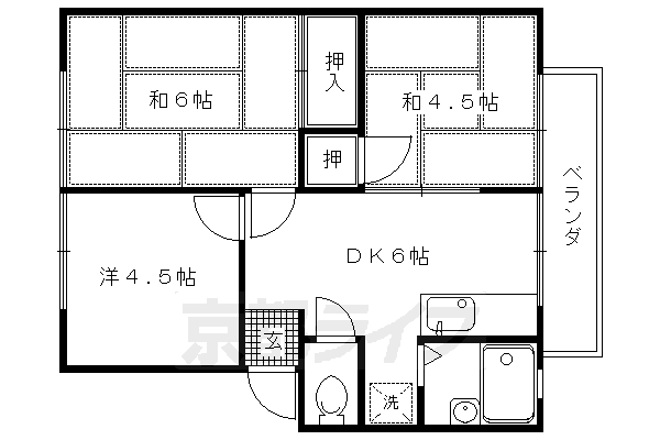 京都市北区大宮玄琢南町のアパートの間取り