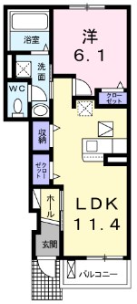 姫路市香寺町中仁野のアパートの間取り