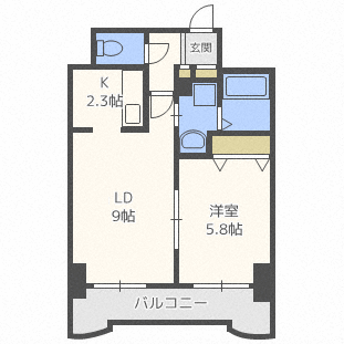 札幌市中央区南十一条西のマンションの間取り