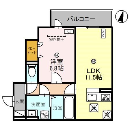 神戸市中央区上筒井通のアパートの間取り