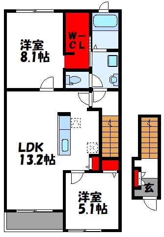 古賀市谷山のアパートの間取り