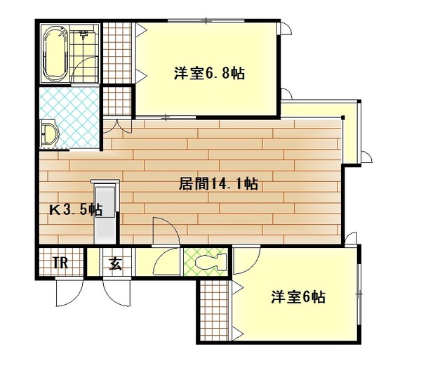 旭川市新富二条のアパートの間取り