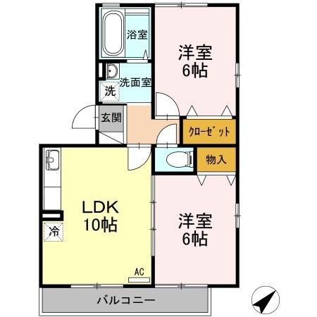 リビングタウン山大通り B棟の間取り