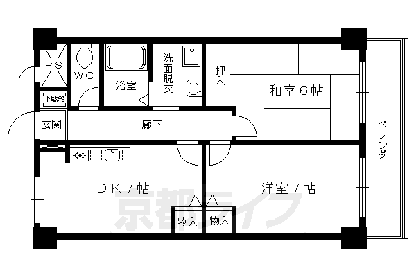 京都市右京区西京極畔勝町のマンションの間取り