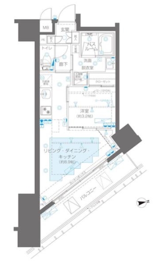 新宿区新宿のマンションの間取り