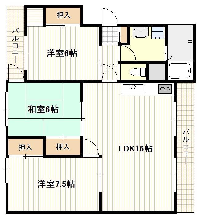 広島市佐伯区海老園のマンションの間取り