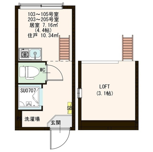 新宿区高田馬場のアパートの間取り