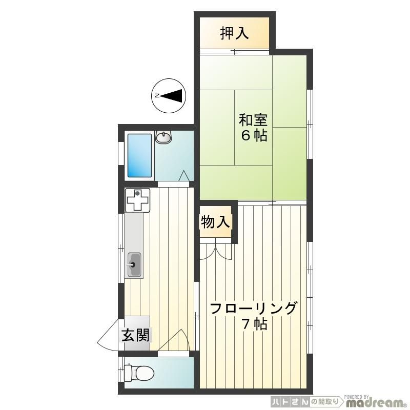 京王線 代田橋駅 徒歩3分 2階建 築51年の間取り写真