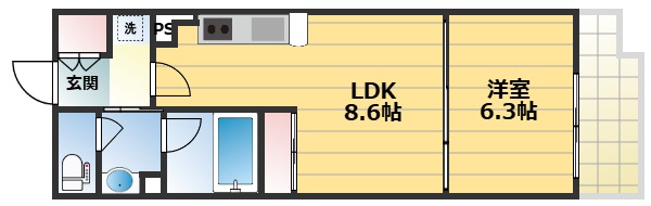 地下鉄四つ橋線 肥後橋駅 徒歩8分 12階建 築20年の間取り写真