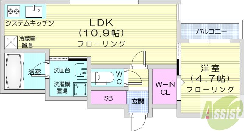地下鉄南北線 北２４条駅 徒歩2分 5階建 築11年の間取り写真