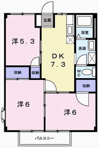 【姫路市広畑区蒲田のマンションの間取り】