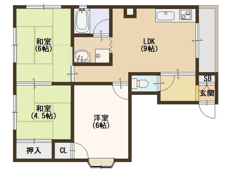 地下鉄四つ橋線 玉出駅 徒歩3分 4階建 築36年の間取り写真