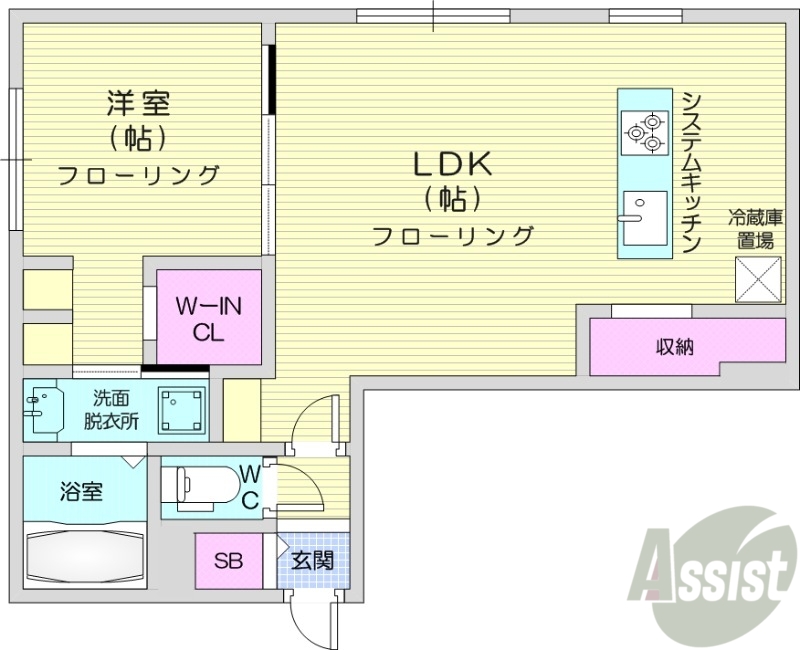 【札幌市中央区北八条西のマンションの間取り】