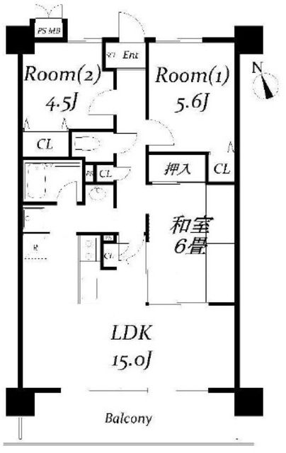 春日部市上蛭田のマンションの間取り