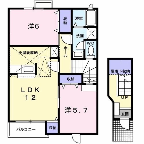 福島市飯坂町平野のアパートの間取り