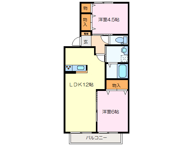 松阪市大口町のアパートの間取り