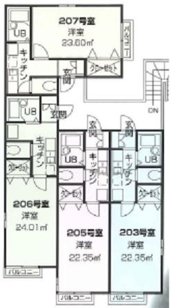 秦野市文京町のアパートの間取り