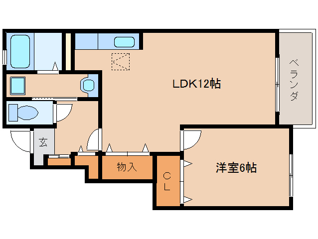 生駒市小平尾町のアパートの間取り