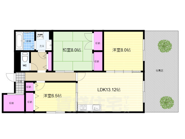 京都市上京区西今小路町のマンションの間取り