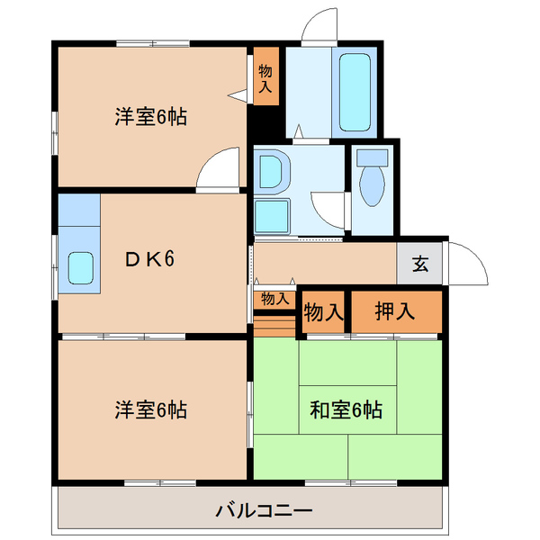 シャトル木花台Ｆ棟の間取り