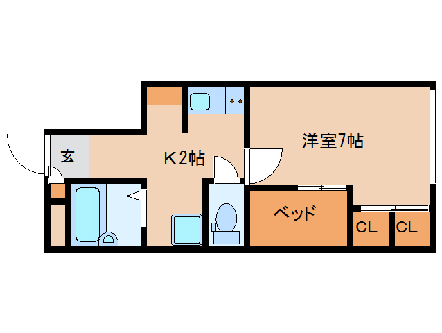 奈良市菅原東のアパートの間取り