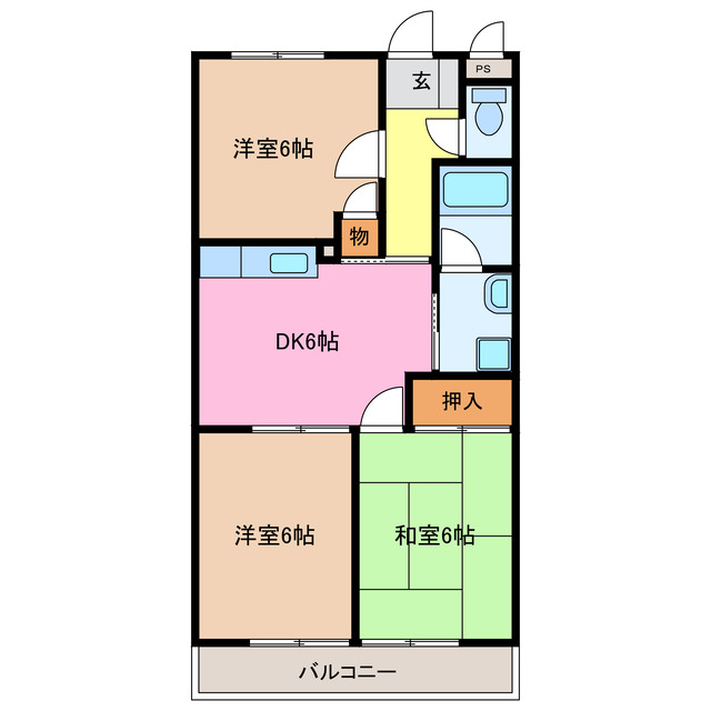 松阪市大口町のアパートの間取り