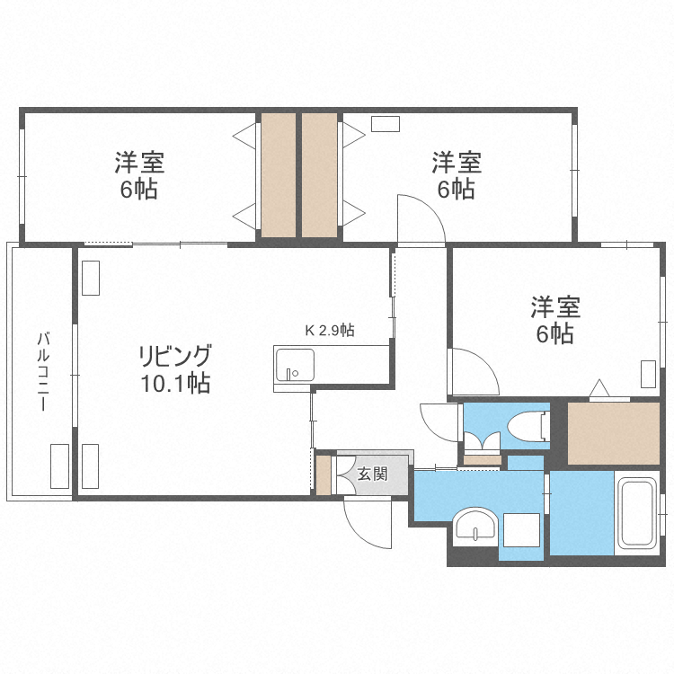 札幌市中央区南二十条西のマンションの間取り