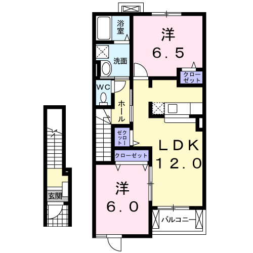 山口市大内御堀のアパートの間取り