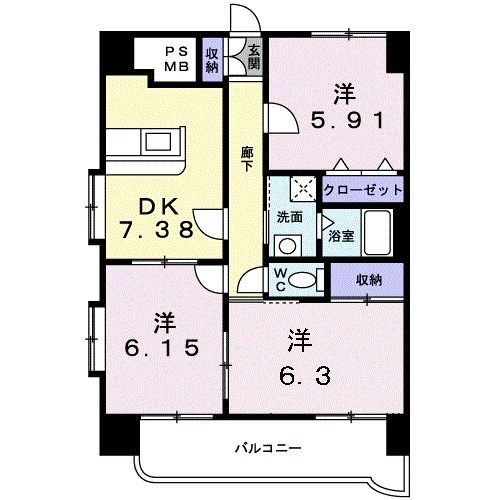 【日置市伊集院町徳重のマンションの間取り】