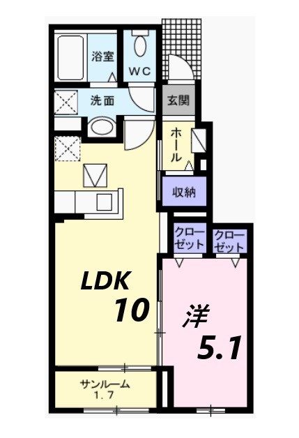 姫路市広畑区才のアパートの間取り