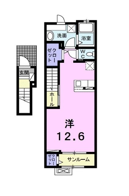 東温市見奈良のアパートの間取り