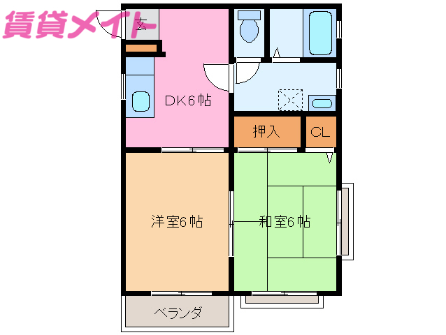 津市一志町八太のアパートの間取り