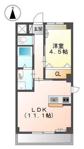 岡山市北区下伊福のマンションの間取り