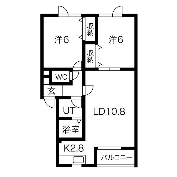 札幌市西区西町南のアパートの間取り