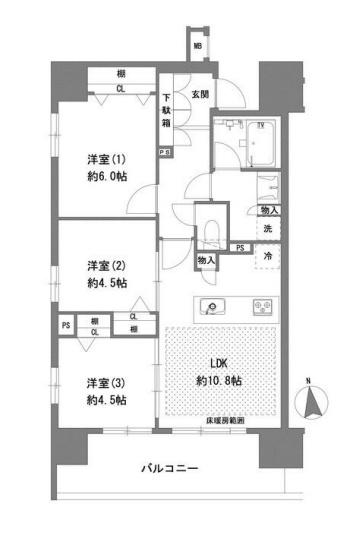 八王子市横山町のマンションの間取り