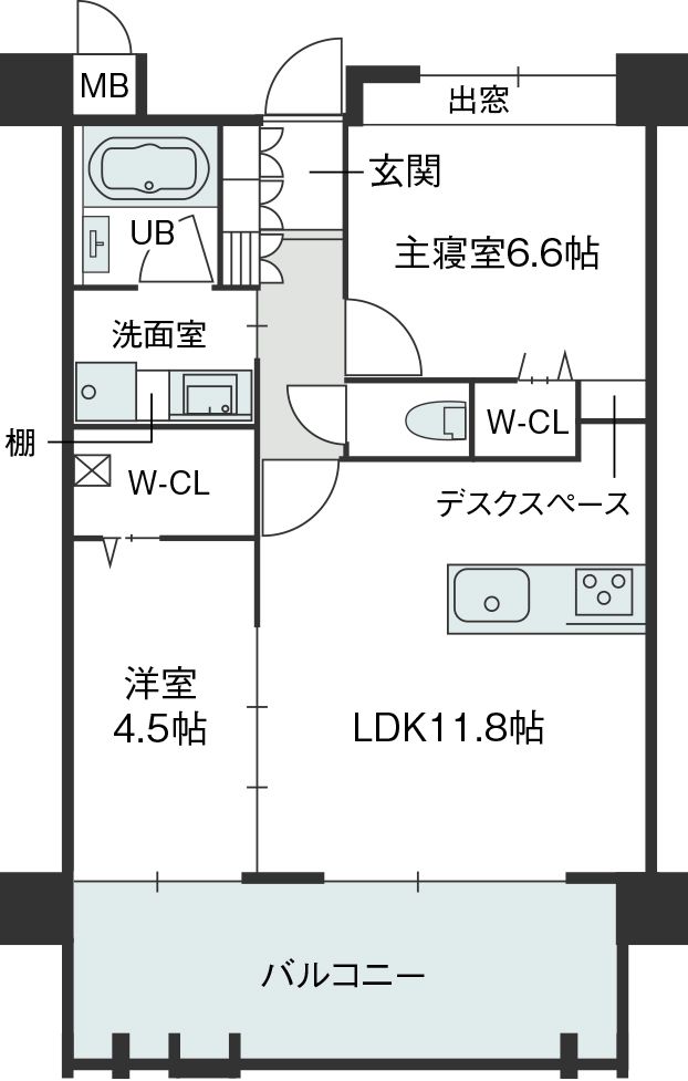 福岡市中央区鳥飼のマンションの間取り