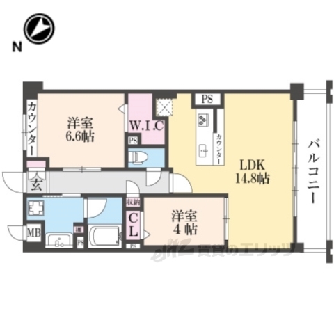 湖南市石部東のマンションの間取り