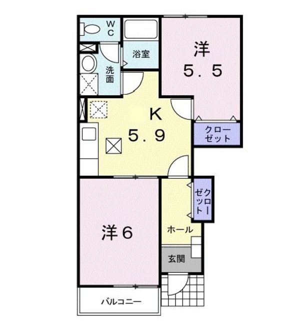 座間市四ツ谷のアパートの間取り