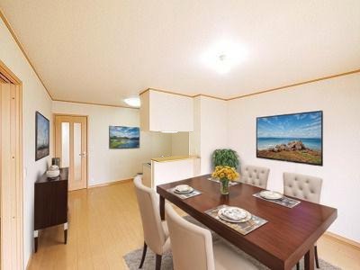 居室・リビング　CGで家具等を配置したもので家具等は含まれません