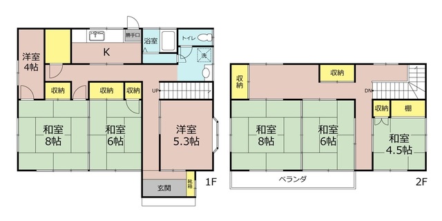 ＪＲ外房線 茂原駅 徒歩10分 2階建 築36年の間取り写真