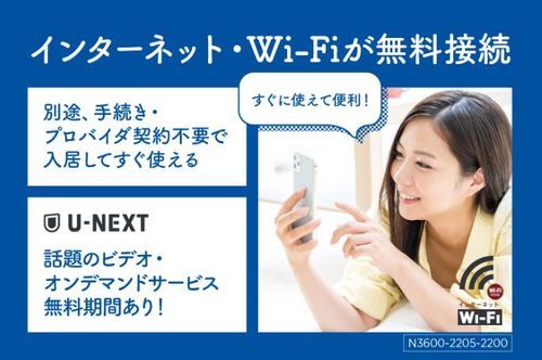 その他設備　インターネット無料Wi-Fi付き・UNEXT