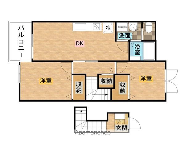 ＪＲ東北本線 黒磯駅 バス乗車時間：7分 最寄りバス停で下車 徒歩12分 2階建 築23年の間取り写真