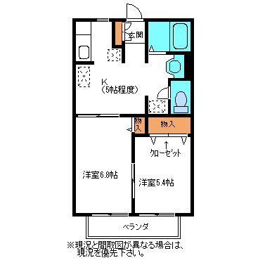 郡山市日和田町のアパートの間取り