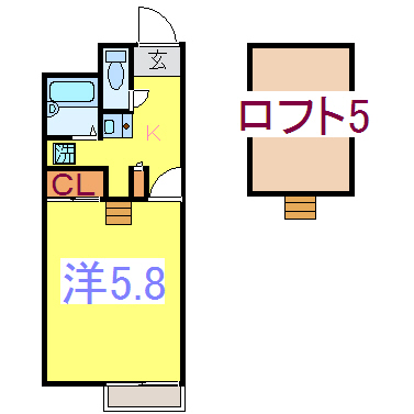 熊本県熊本市中央区神水１（アパート）の賃貸物件の間取り