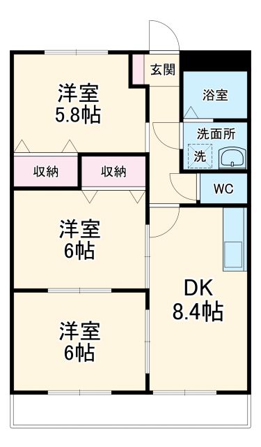 各務原市鵜沼台のアパートの間取り