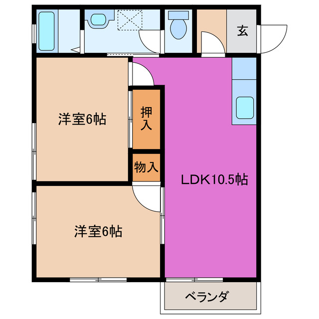 津市久居小野辺町のアパートの間取り